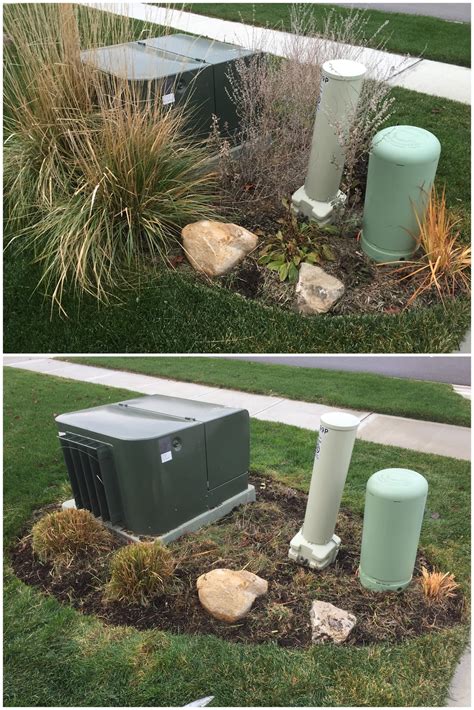 covering for green electrical box|hiding utility boxes around house.